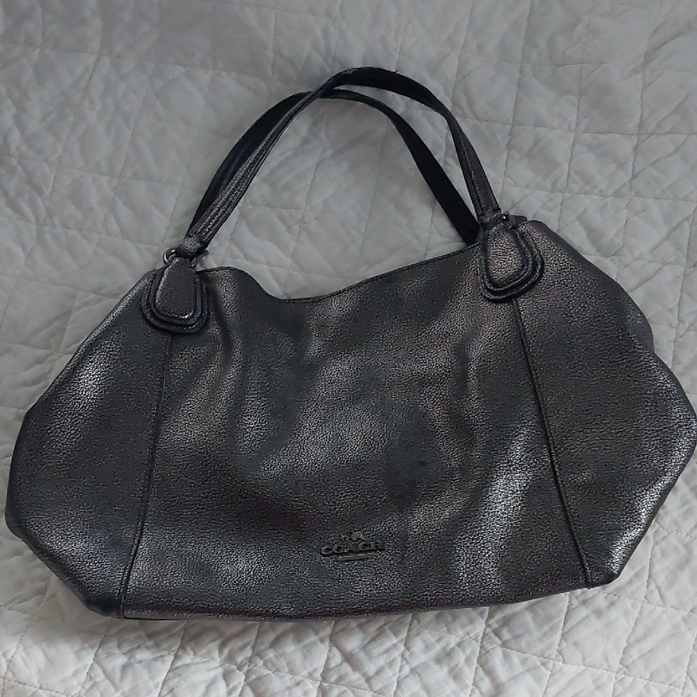 Coach Edie Metallic Pebble Handbag Purse